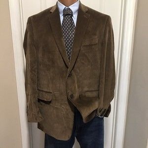 Saddlebred Men's 42R‎ 100% Cotton Corduroy Blazer Brown Sport Coat Jacket